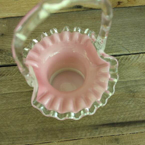 Vintage Peach Crest 7" Basket by Fenton 1940-1969 Crafted in the US - Picture 5 of 11